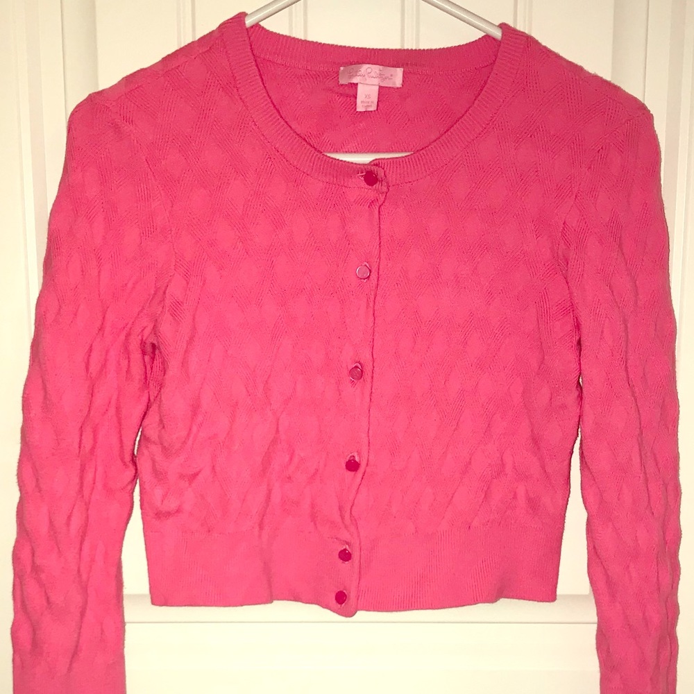 Lily Pulitzer Hayden cropped cardigan Hotty Pink